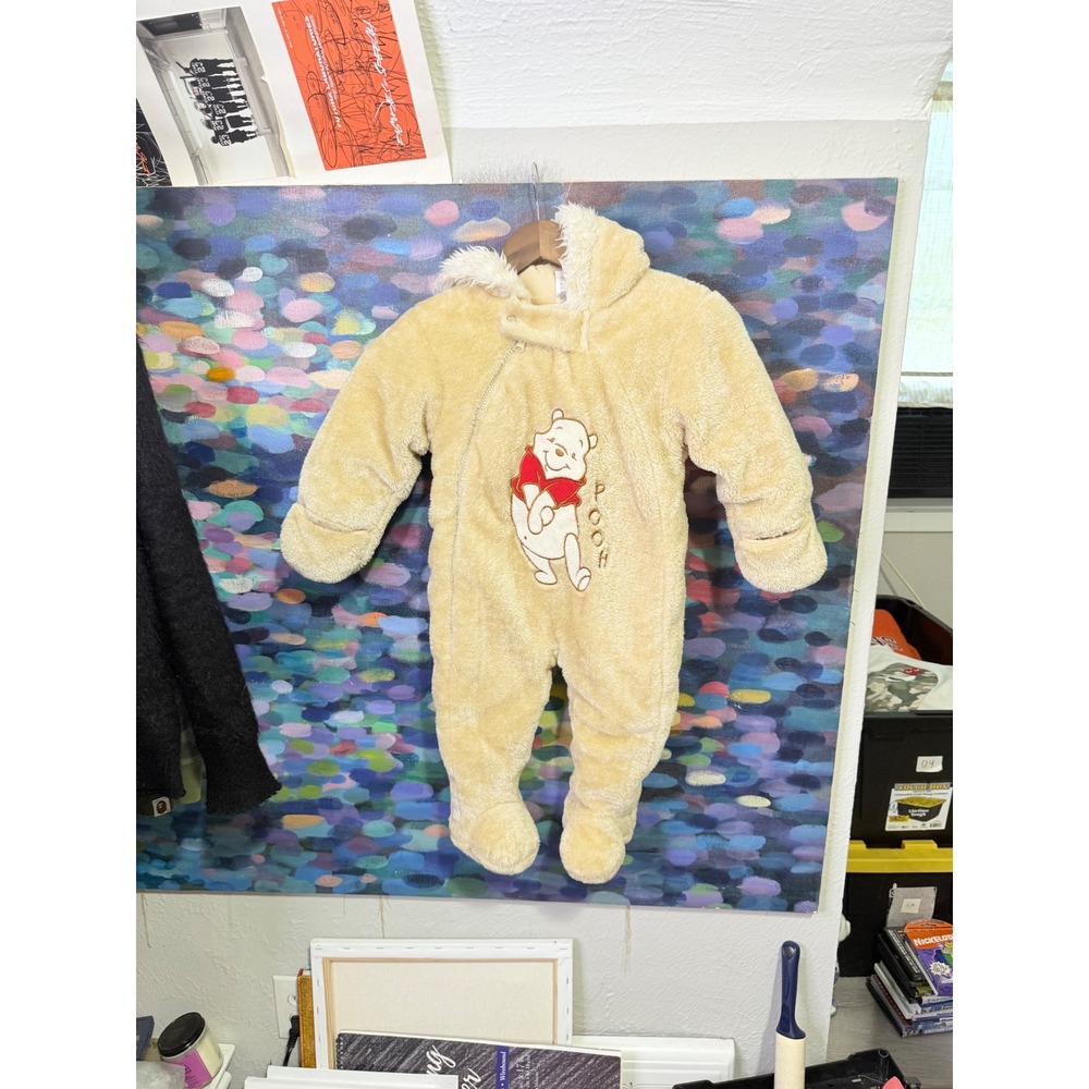 Disney Baby Winnie the Pooh Fleece Pram Suit Hooded Snowsuit Tan 24 Months